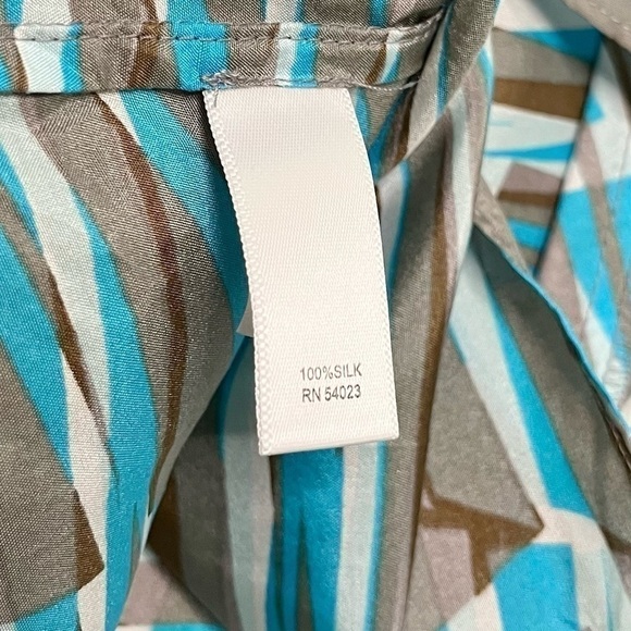 Banana Republic Silk Ruffle Front Tank Top Teal‎ Brown Grey Women’s Size 2 - Picture 8 of 9